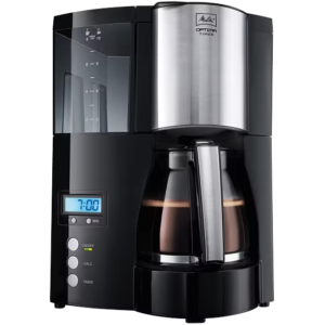 melitta optima® timer filterkaffeemaschine | programmierbarer kaffeegenuss | entkalkungsprogramm | edelstahl/schwarz