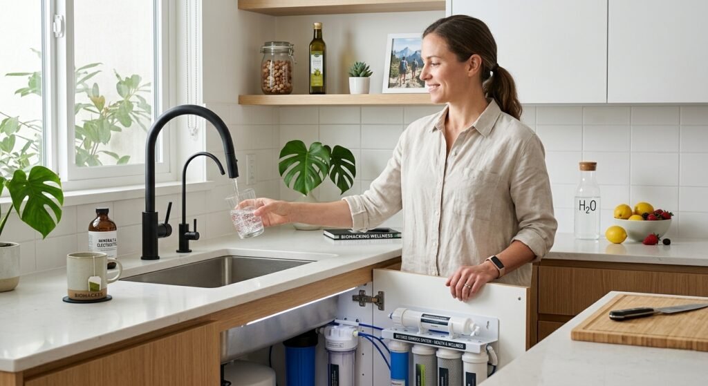 water filter kitchen · healthy lifestyle minimalist · biohacking wellness
