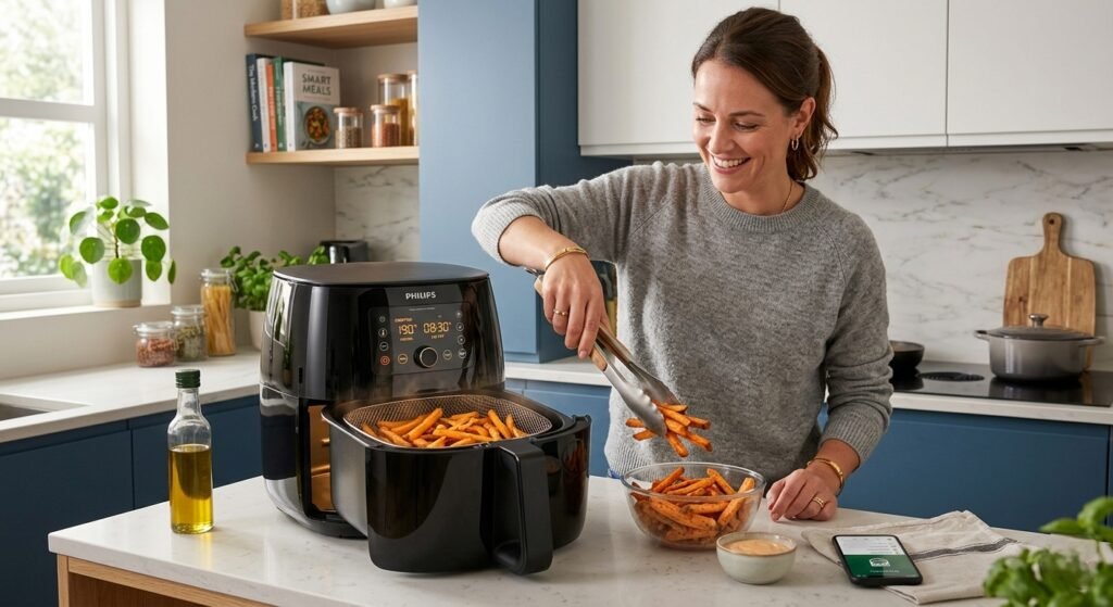 air fryer modern kitchen · smart cooking appliance · kitchen gadget lifestyle